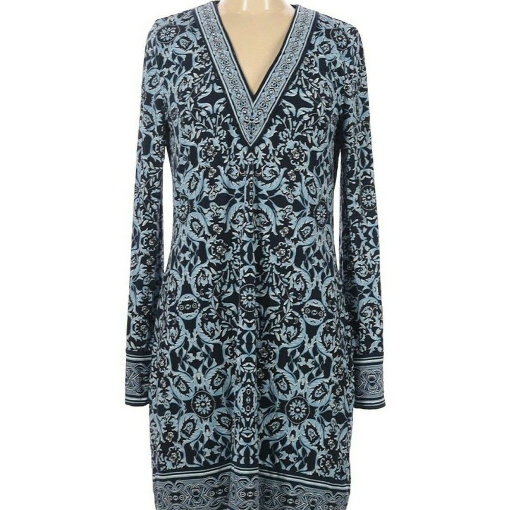 White House Black Market Long Sleeve Printed Dress